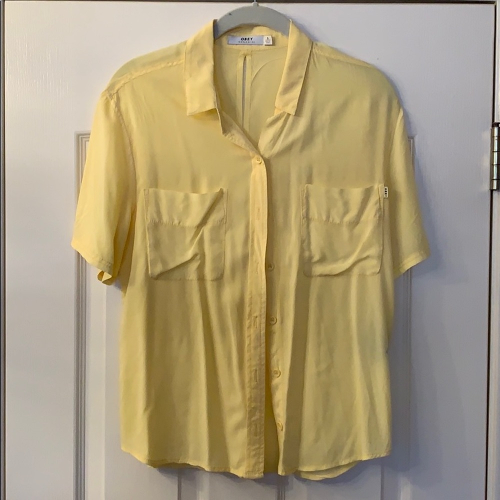 Yellow button down short sleeve